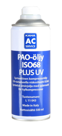 Kompressoriöljy PAO68 500ml +Väriaine L11043